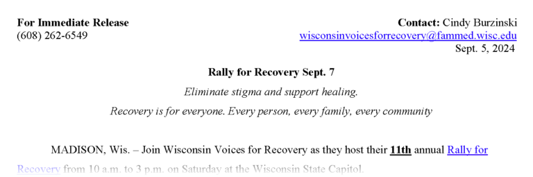 Rally for Recovery 2024 Press Release Preview